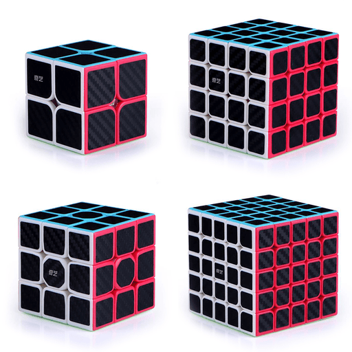 QiYi 2x2, 3x3, 4x4 & 5x5 Carbon Fiber Edition Set - DailyPuzzles