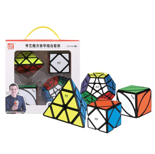 QiYi 4 Cube Gift Box Set (Pyraminx, Skewb, Megaminx & Ivy or Mastermorphix Cube) + Secret Tutorial Booklet - DailyPuzzles