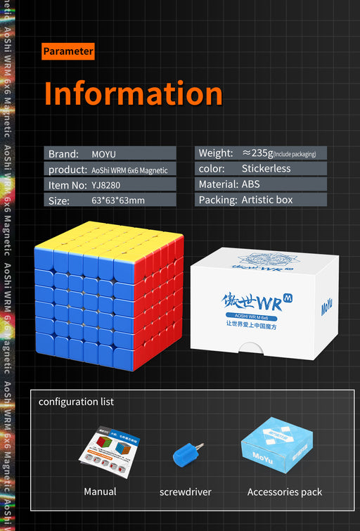 Moyu AoShi WRM 6x6 Magnetic Speed Cube - DailyPuzzles