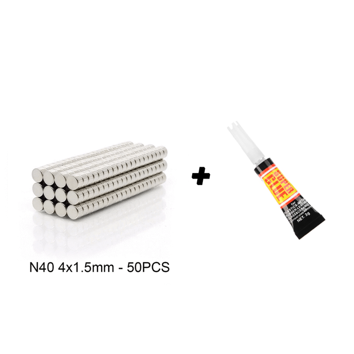 Neodymium Rare-Earth Magnets N40 50PCS 4mm x 1.5mm + Optional Super Glue - DailyPuzzles